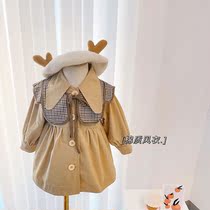 Girls trench coat coat 2021 Autumn New Korean version of long clothes small children wear baby Foreign style coat