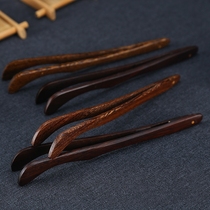 Pure copper tea clip brewed tea tweezers teacup clip bamboo wood single kung fu tea set accessories Ebony