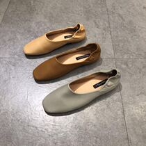 Korean single shoes womens spring and summer 2021 new loafers shallow flat granny shoes square toe heel soft-soled scoop shoes