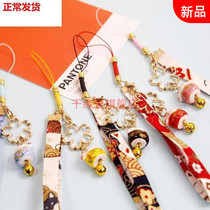 Japanese Lucky Cat Bell Bell cherry blossom light gold phone chain wrist rope mobile phone pendant good luck hanging U disk pendant