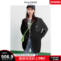 Taiping bird casual suit jacket women 2021 early autumn new black mosaic design sense niche coat women tide