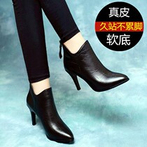 Red Carpet Winter gush short boots woman 2021 new genuine leather fine heel high heel boots spring autumn single boot Martin ladies boot