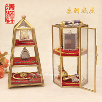 Thai buddhare handmade for table crystal glass base anti-dust anti-grey throne multilayer delicate four-sided sofa table frame