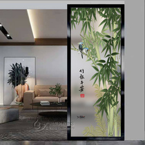 Art glass screen partition living room entrance background double-sided light-transmitting craft frosted bamboo newspaper safe customization
