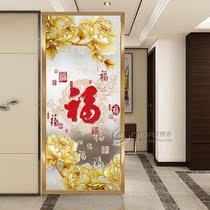 Chinese style art glass screen partition carving tempered glass entrance can be installed on the door