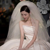 New Korean style plus diamond fashion bride wedding ceremony multi-layer puffy long veil white Alice veil