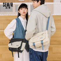 Senma Slanted Satchel Satchel Backpack Mens Single Shoulder Bag Student Satchel Bag boy bag Large capacity Postbag Female