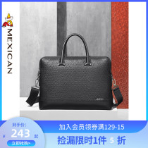 Rice straw mans hand briefcase for mens large capacity Business computer bag casual cow leather minimalist fashion genuine leather satchel bag