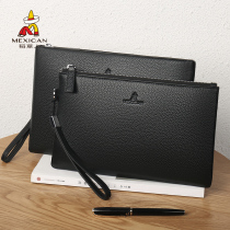 Scarecrow hand bag mens leather casual hand holding large capacity Mens bag soft leather simple first layer cowhide hand purse tide