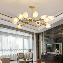 All copper post-modern chandelier light luxury simple Nordic living room dining room bedroom crystal lamp lighting molecular lamp atmosphere