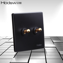 Hamilton switch socket black brass lever antique double Open single control dual control two open switch 86 double Hotel beauty