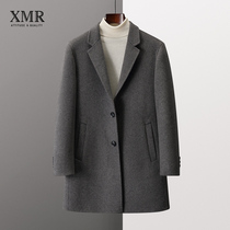  High luxury custom wool coat mens medium and long youth thick cashmere coat winter Korean double-sided long coat