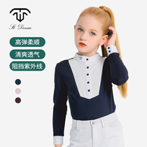 574 Quick Dry Breathable Sunscreen Children Equestrian Shirt UV Protection Long Sleeve POLO Teen Equestrian Top