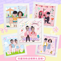 Three-dimensional cartoon photo frame couple photo custom setting table creative birthday gift diy photo customized Valentines Day 㻏