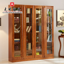 Bright furniture bookcase solid wood North American red oak multi-door bookcase four-door bookcase two-door bookcase combination bookcase