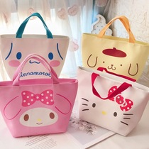 Cute KT melody double-sided figure lunch box bag PU leather mummy bag hand bag student office worker with rice bag