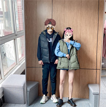 Kitten giant Joker couples hooded solid color warm cotton vest men and women sleeveless bread jacket