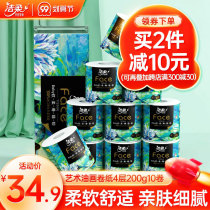 Jie soft roll paper roll paper household large gram weight 4 layer unscented oil painting paper towel 10 rolls of native wood pulp toilet paper