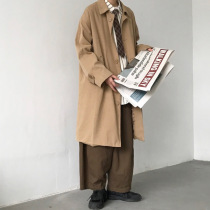 A few jiwuu Japanese retro long trench coat men and women commuter couples trend handsome coat
