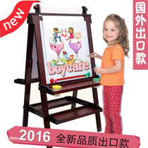 Childrens drawing board writing board household dust-free baby small blackboard solid wood double-sided bracket type magnetic erasable blackboard
