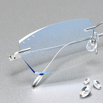 Frameless myopia glasses frame male ultra-light pure titanium glasses frame Diamond cut edge eyes anti-blue light discoloration myopia mirror female