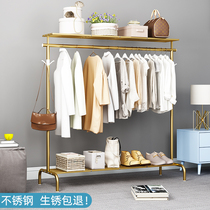 Simple modern stainless steel coat rack Floor hanger storage storage simple drying rack Net red bedroom household