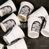 Disposable paper cup hot water cup original design pattern anti-scalding thickening wax-free healthy laminating cup Unique niche