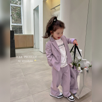 Lacquer number Scout net red girl Han version suit suit thin spring summer dress new baby purple jacket straight drum pants tide