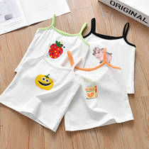 2021 summer Girls small suspender female baby Cartoon printing sleeveless top Little girl thin halter shirt