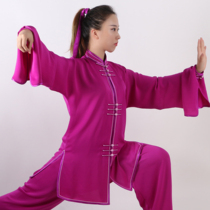 Spot Purple Lotus Crystal satin sword long original design Taiji suit womens high-end exercise performance competition suit