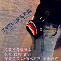 2018 Harajuku Shinhan version tide shark men and women patent leather hanging bag small waist pack cigarette box bag couple smart phone bag
