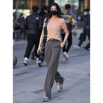 LUM Ge and ViseSummers trendy attitude Cigarette Ash Open Fork Pituitary Pants High Waist Casual Pants Trousers Long Pants