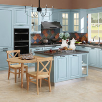  Gold medal kitchen cabinet film platen European style Seine River bank 3 seawater blue gold medal floor cabinet