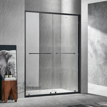 Fine track narrow edge thin frame stainless steel black shower room One-shaped shift door bath room integral bathroom partition