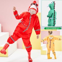 Child protective raincoat set girls kindergarten waterproof whole body boy conjoined small small children rain shoes with foot 2021
