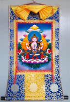 Custom-made fabric interior decoration painting hand-mounted calligraphy and painting Thangka 434 four-arm Guanyin