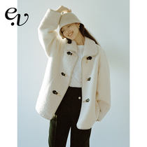 Even Vintage) fur one-piece wool stitching leather loop metal buckle original design lamb wool coat