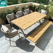 Nordic Outdoor Table And Chairs Courtyard Villa Terrace Garden Outdoor Sun Light Room Balcony Casual Embalming Wood Waterproof Table and chairs
