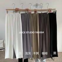 JUICE19606 high waist wide leg suit pants womens spring and summer 2021 new hanging casual straight mopping trousers black