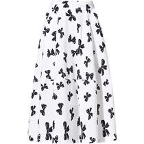 4534 on the new design bow printed skirt (non-quality non-return){Run single pull black} 