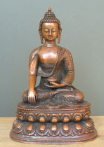 Buddhist supplies Buddha hall double lotus platform can contain large bronze Buddha statue 35cm high Sakyamuni Buddha Sakyamuni Buddha