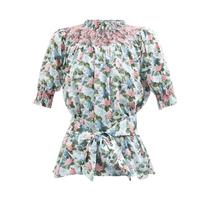 LORETTA CAPONI Maria Waist-Tie handmade embroidery fu silk shirt 2022 new spring and summer