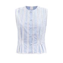 LORETTA CAPONI tape-lace delicacy streaky quality government silk blouses 2022 new spring summer ladies