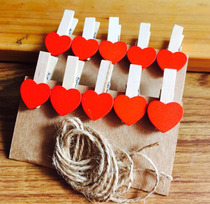 Photo clip Red Love clip wooden clip small clip photo wooden clip