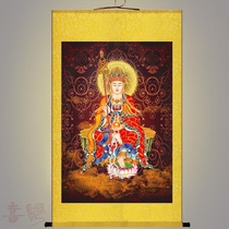 High definition Tibetan king bodhisattva portrait hanging painting Buddhist hall Home dedicated to Solemn Buddha Statue scroll painting Silk Decorative Painting