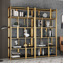 Light luxury stainless steel bookshelf floor shelf living room golden bookcase display rack modern wrought iron decoration display rack