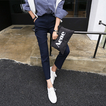 Womens spring and summer new high-waisted casual slim work pants black small feet OL professional trousers pipe pants