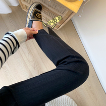 (bi recommended) thin velvet small split straight black soft jeans women autumn and winter plus velvet thin pipe pants