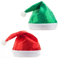 Cross-border New Red Green Bright Pieces Christmas Hats Adults Christmas Green Red Hats Holiday Party Decorations Headwear
