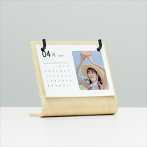 Taiwan calendar custom 2022 solid wood bracket diy wooden creative desktop photo monthly calendar customized corporate calendar